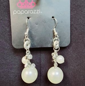 NWT Paparazzi - "Timelessly Traditional" White Pearl Silver Earrings